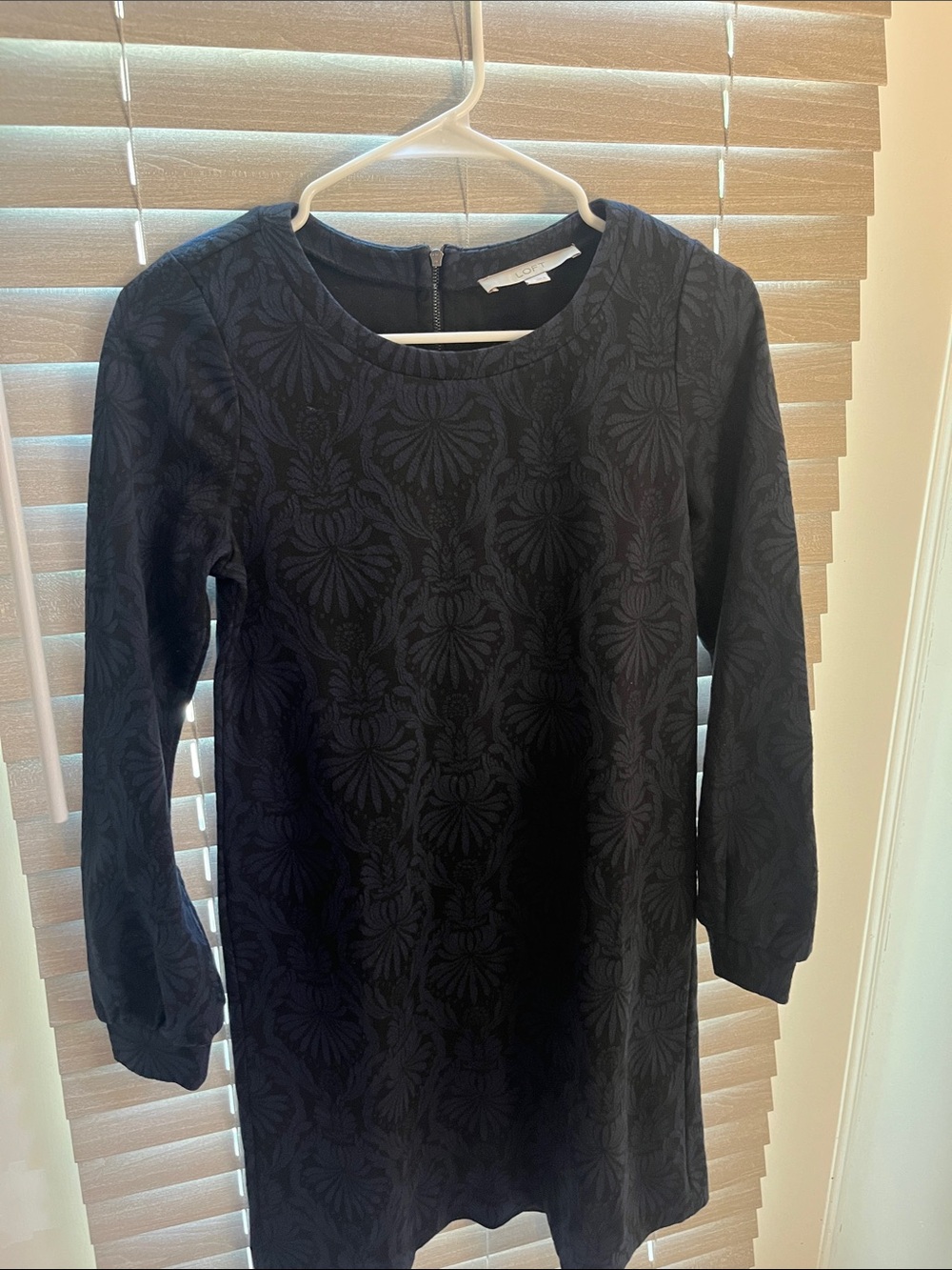 LOFT Black Jacquard Mini Dress